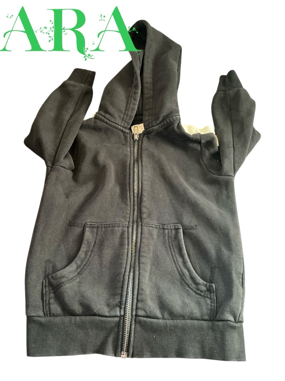 Ara Black Zip Front Hooded Sweatshirt size 5